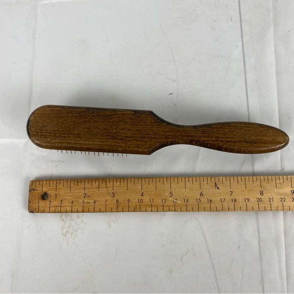 Vintage ESI West Germany Wood Hair Brush 25249 Metal Pin Cushion Brush - Picture 4 of 4